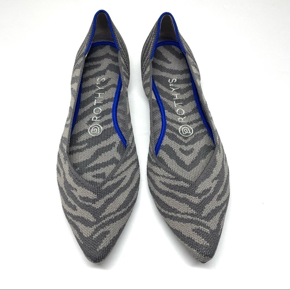 Retired Rothy’s Zebra Print “The Point” Flat Sz 8… - image 1